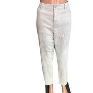 J. Jill Denim Slim Ankle Jeans 14 Floral Print Coastal Cowgirl Western Comfy